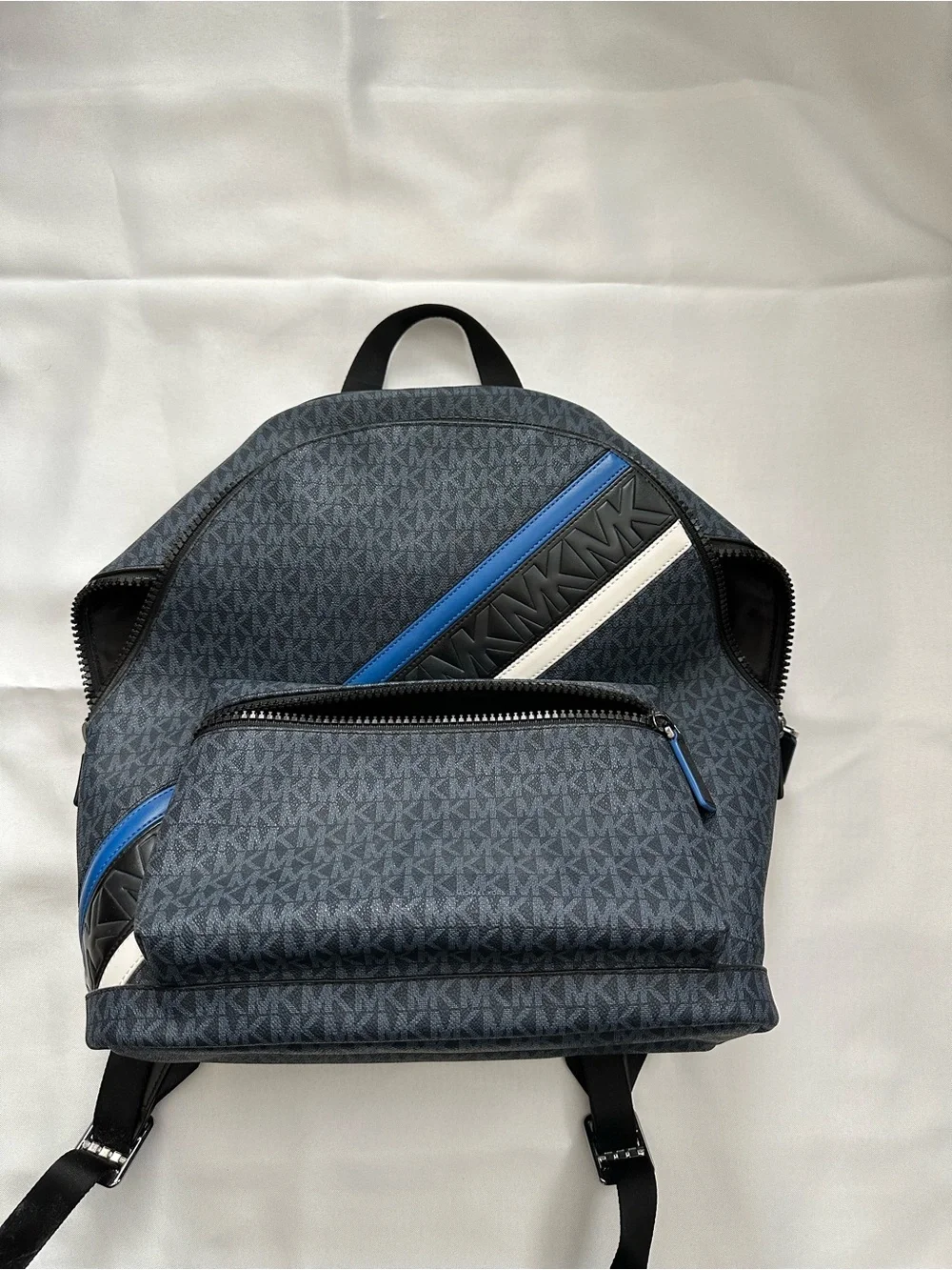 Michael Kors Men’s Monogram Backpack with Blue and White Accents